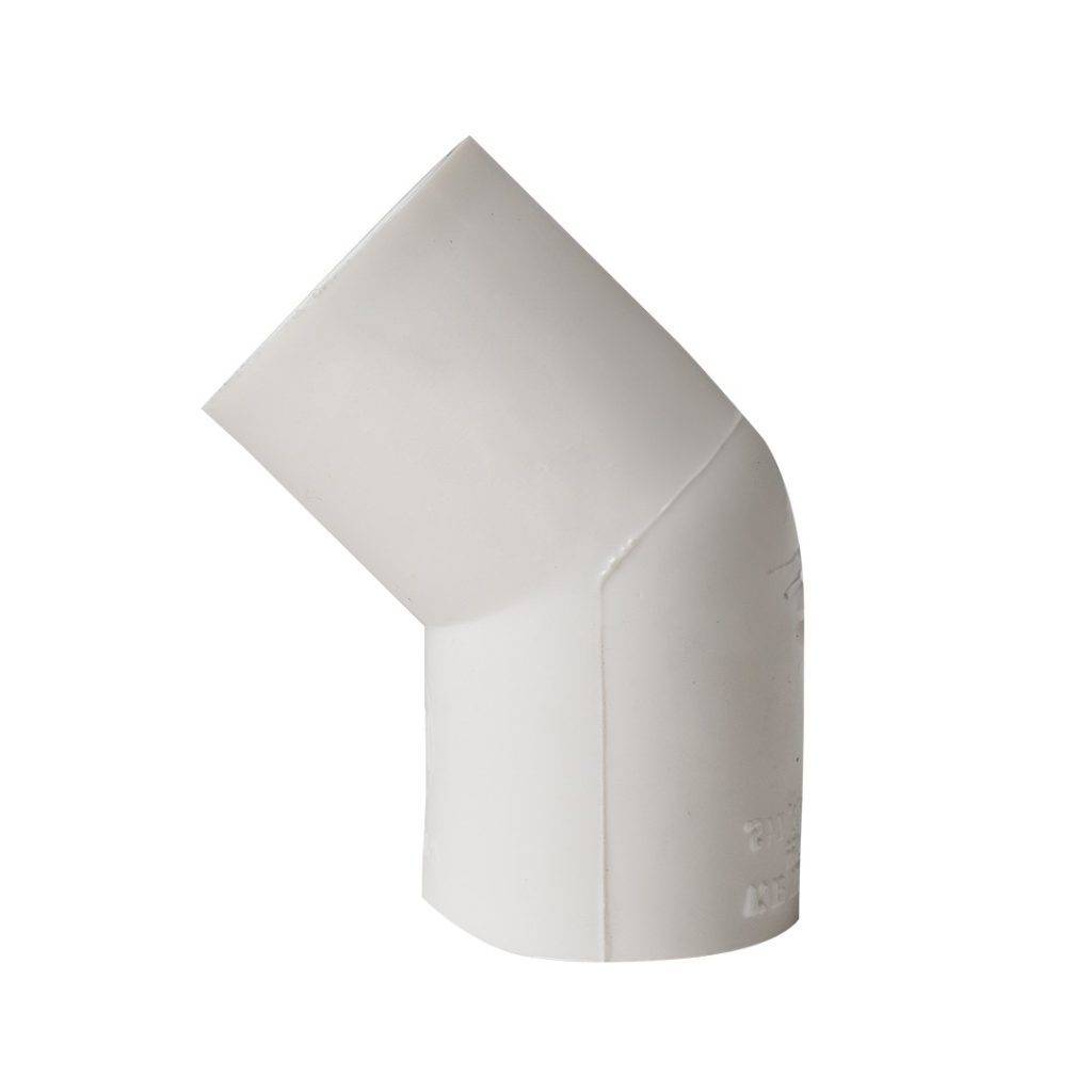 Codo pvc liso de 1/2 pulgada a 45 grados