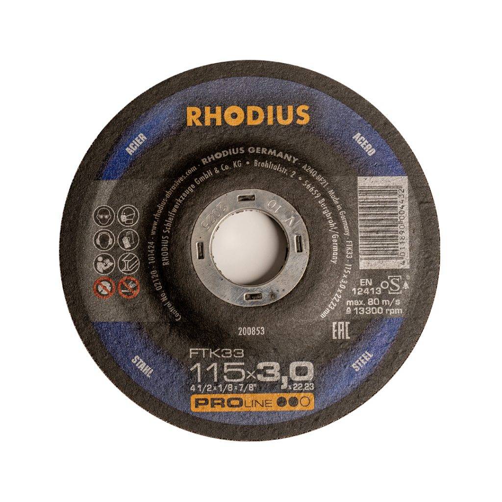 Disco para hierro 4-1/2 pulgadas X 1/8 pulgada marca RHODIUS