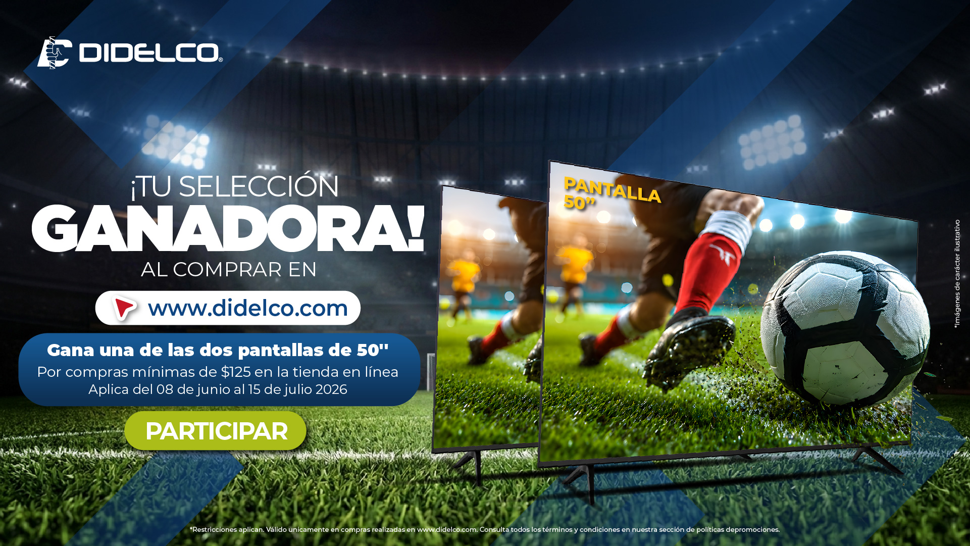 Por tus compra en linea puede ganar un de las 2 pantallas de 50''